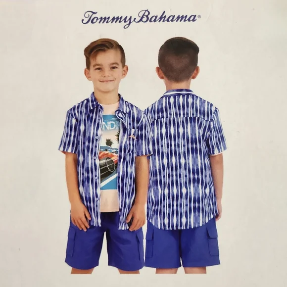 Tommy Bahama Boys Set 3-pieces Button Down Shirt Graphic T-Shirt & Shorts Size 4 - Picture 3 of 16